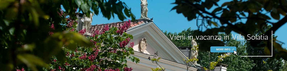 Vista del tetto con stemma di famiglia di Villa Solatia, vero nome Villa Curti Tognazzi di Rettorgole
