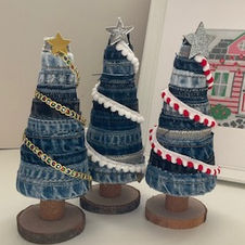 Christmas trees made from denim scraps