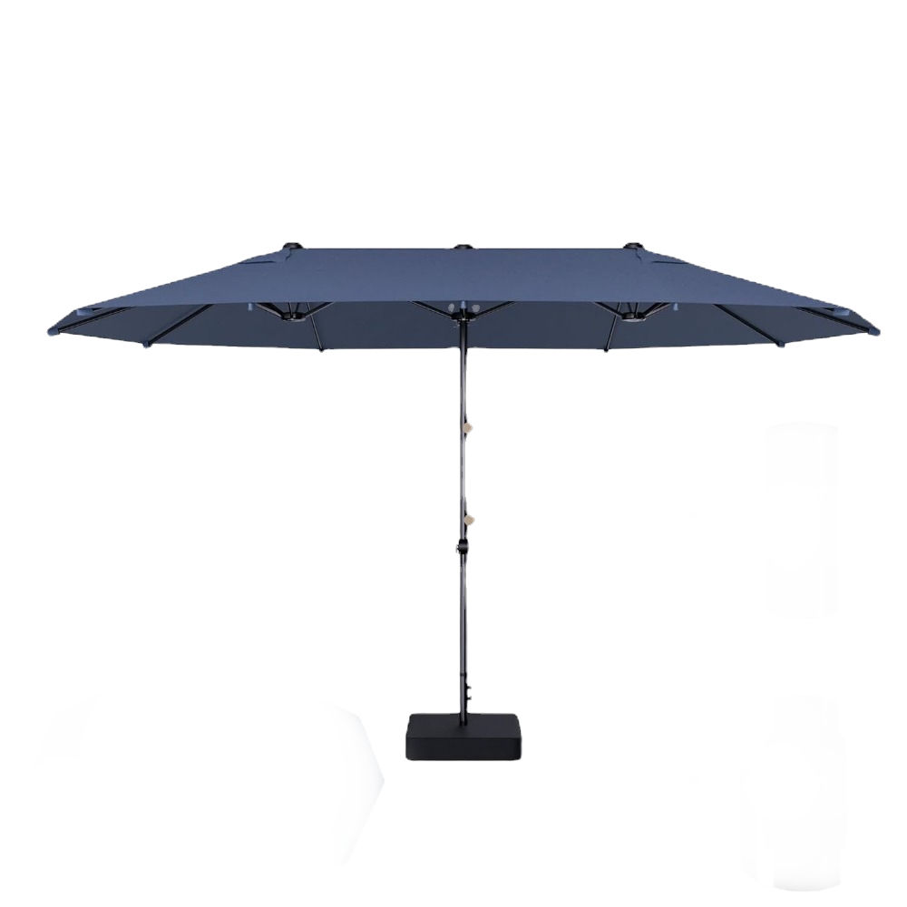 15FT Large Patio Umbrella with Base, Rectangular Outdoor Deck Umbrella