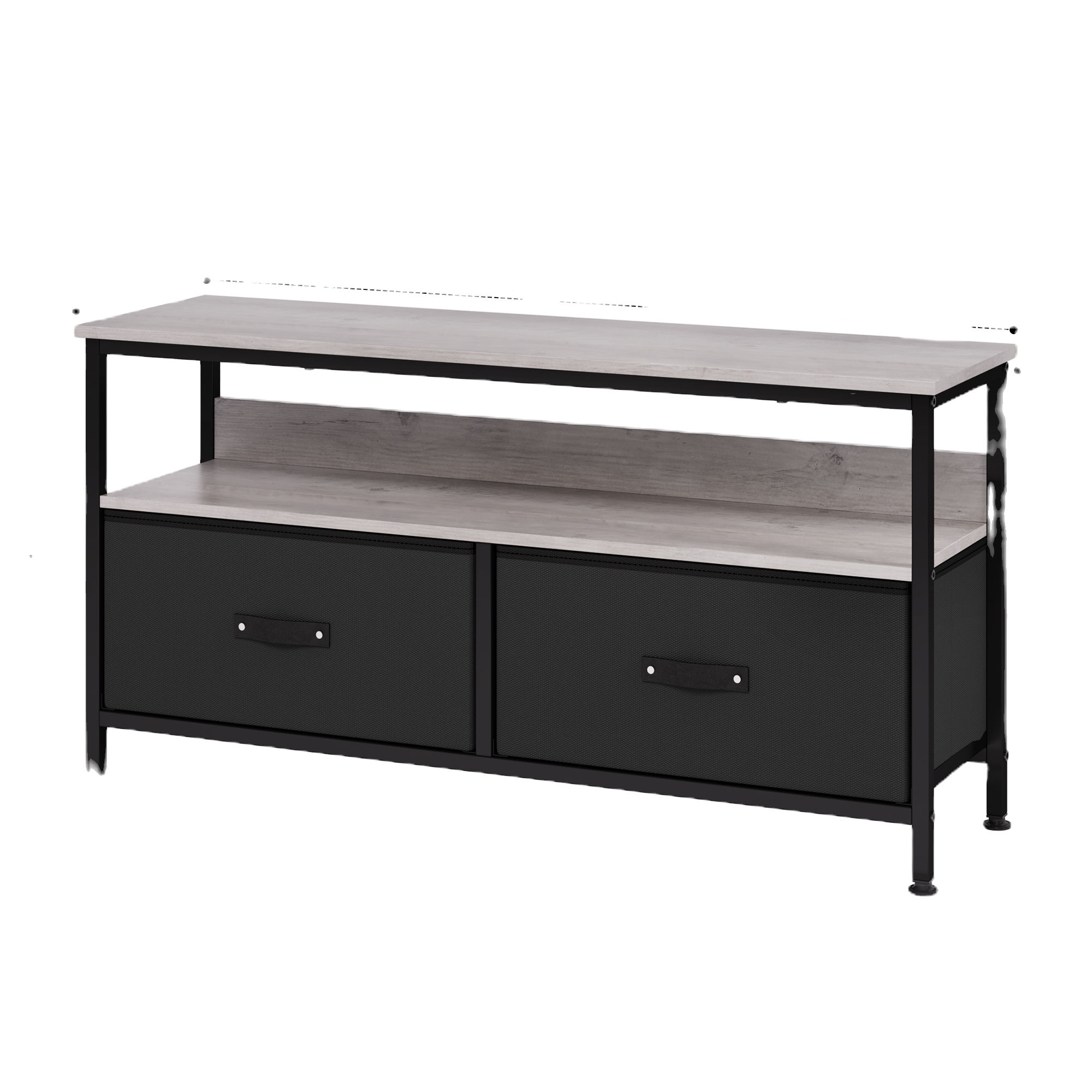 39 Inch TV Stand with 4 Fabric Drawers & Power Ports – Grey, Brown, Black Option