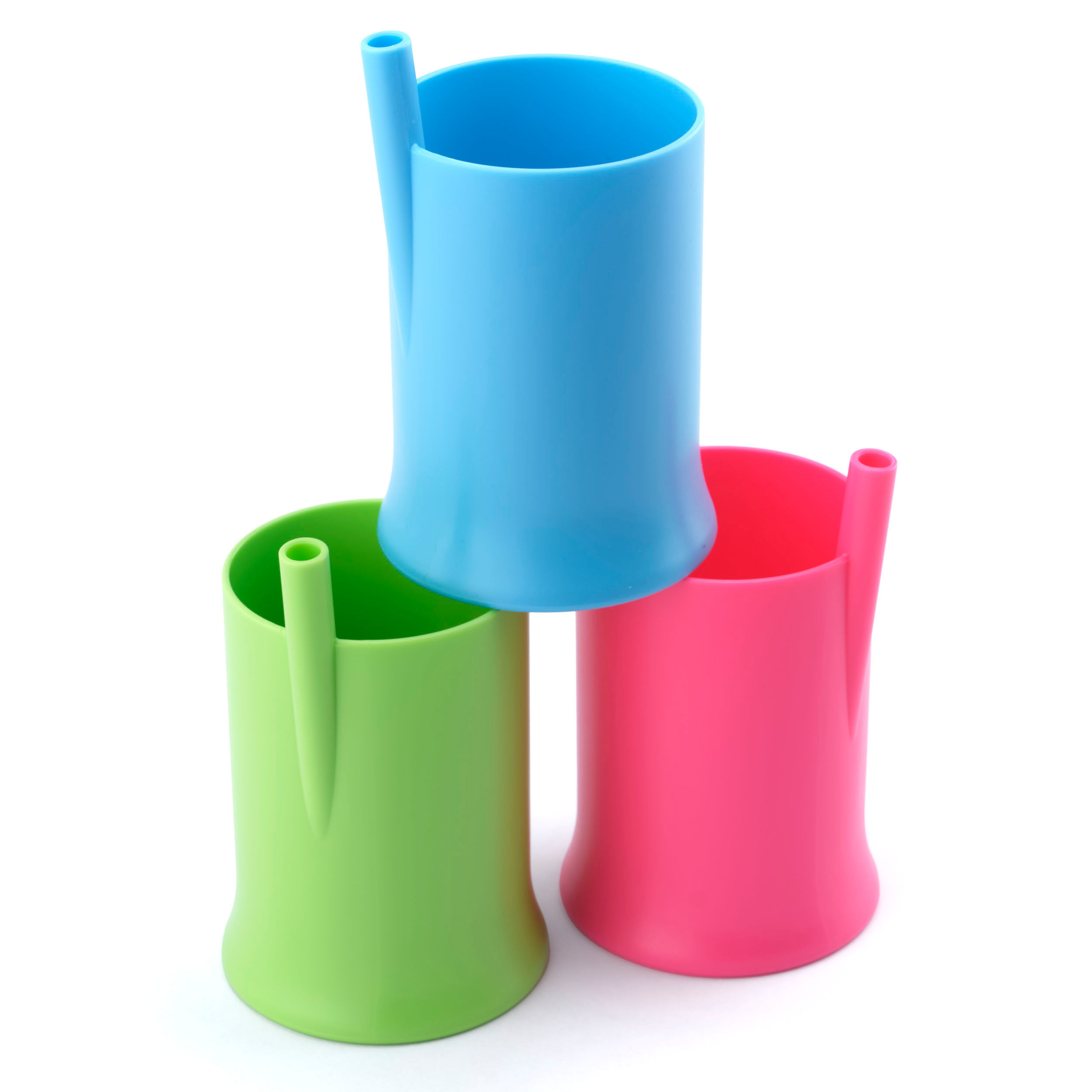 LessTipSip!™ Spill-Resistant Kids Cup with Built-In Straw – (Bright 3-Pack)