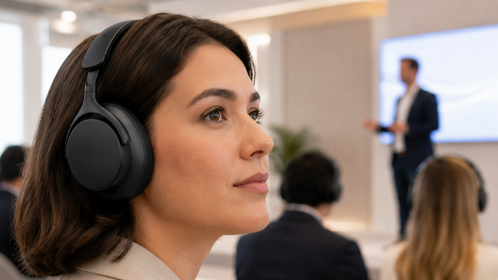 Delegate wearing auracast headphones