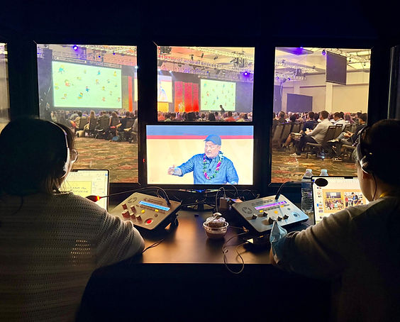 Congress technician managing simultaneous interpretation set up