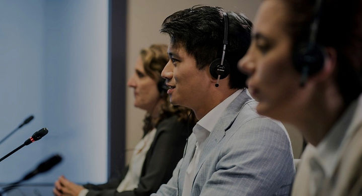 Delegate wearing a headset