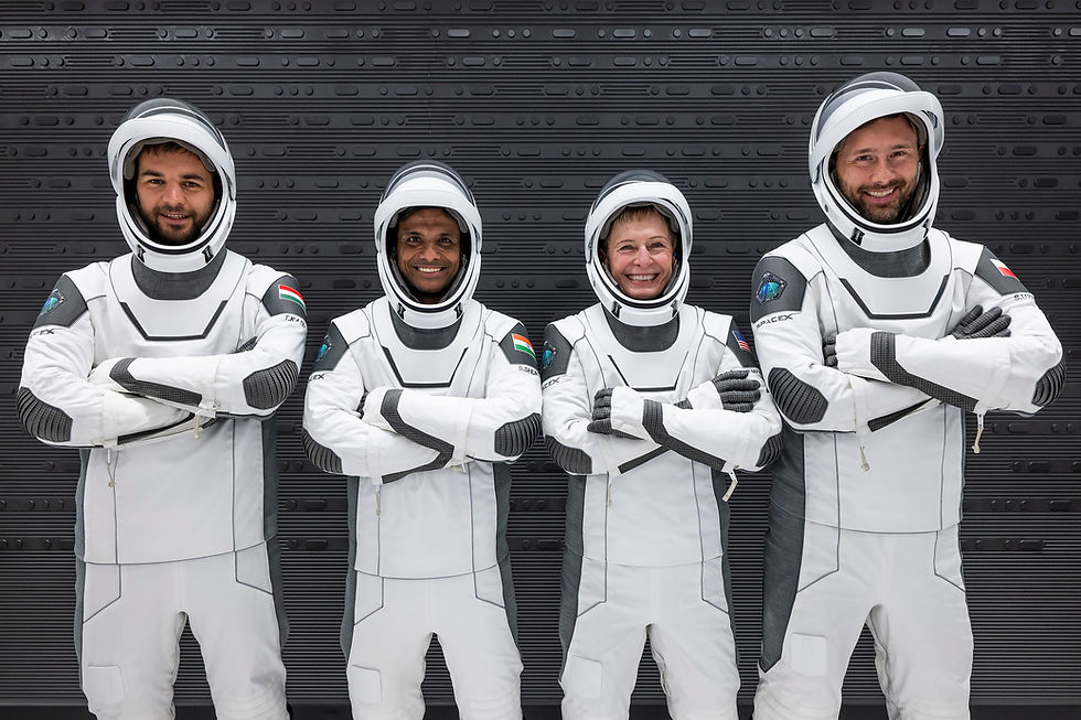 Peggy Whitson, commander; pilot Shubhanshu Shukla of the Indian space agency ISRO; mission specialists Sławosz Uznański-Wiśniewski, a Polish member of the European Space Agency (ESA), and Tibor Kapu of the Hungarian space program