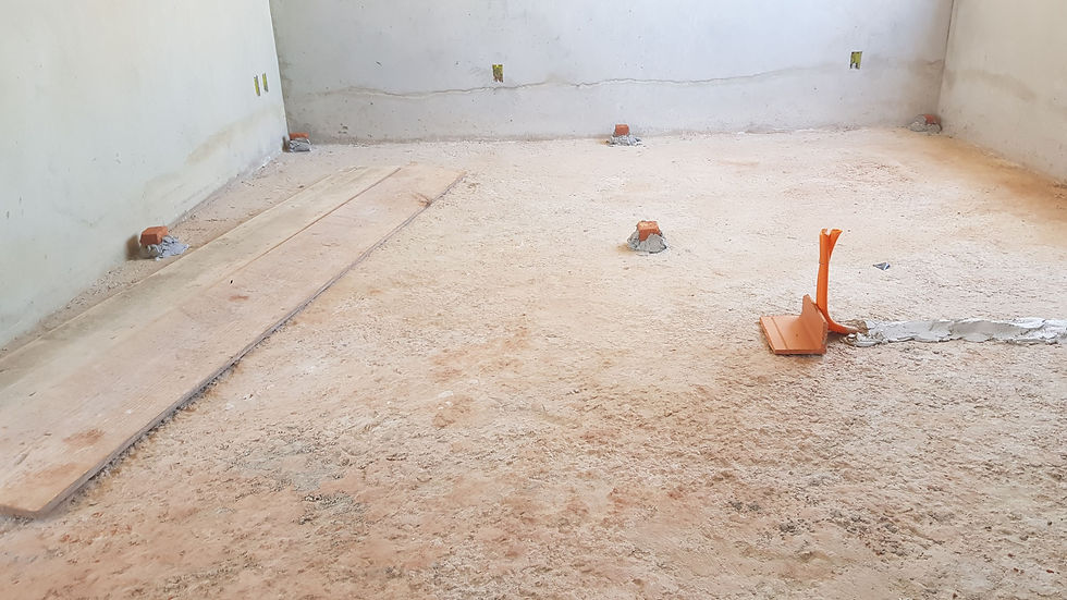 Preparo com taliscas para contrapiso superior