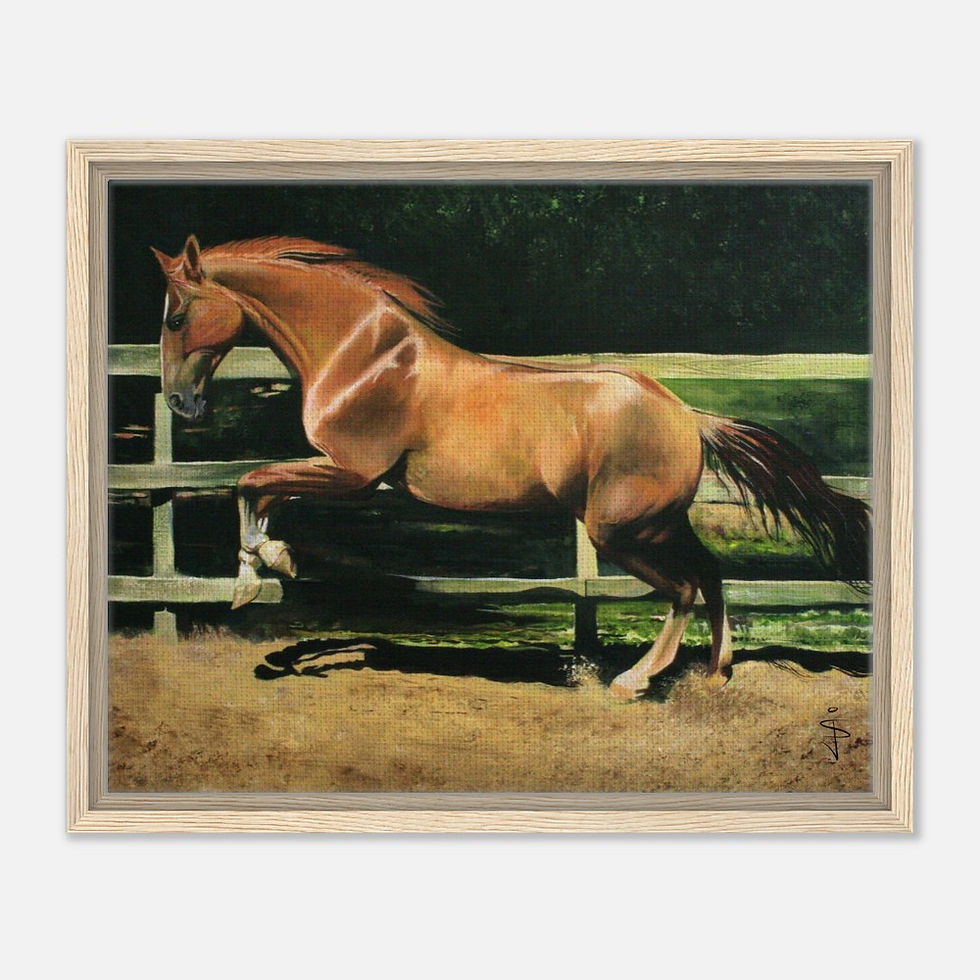 Thumbnail: Red Dun Chestnut Art Print in a Floating Box Framed Canvas