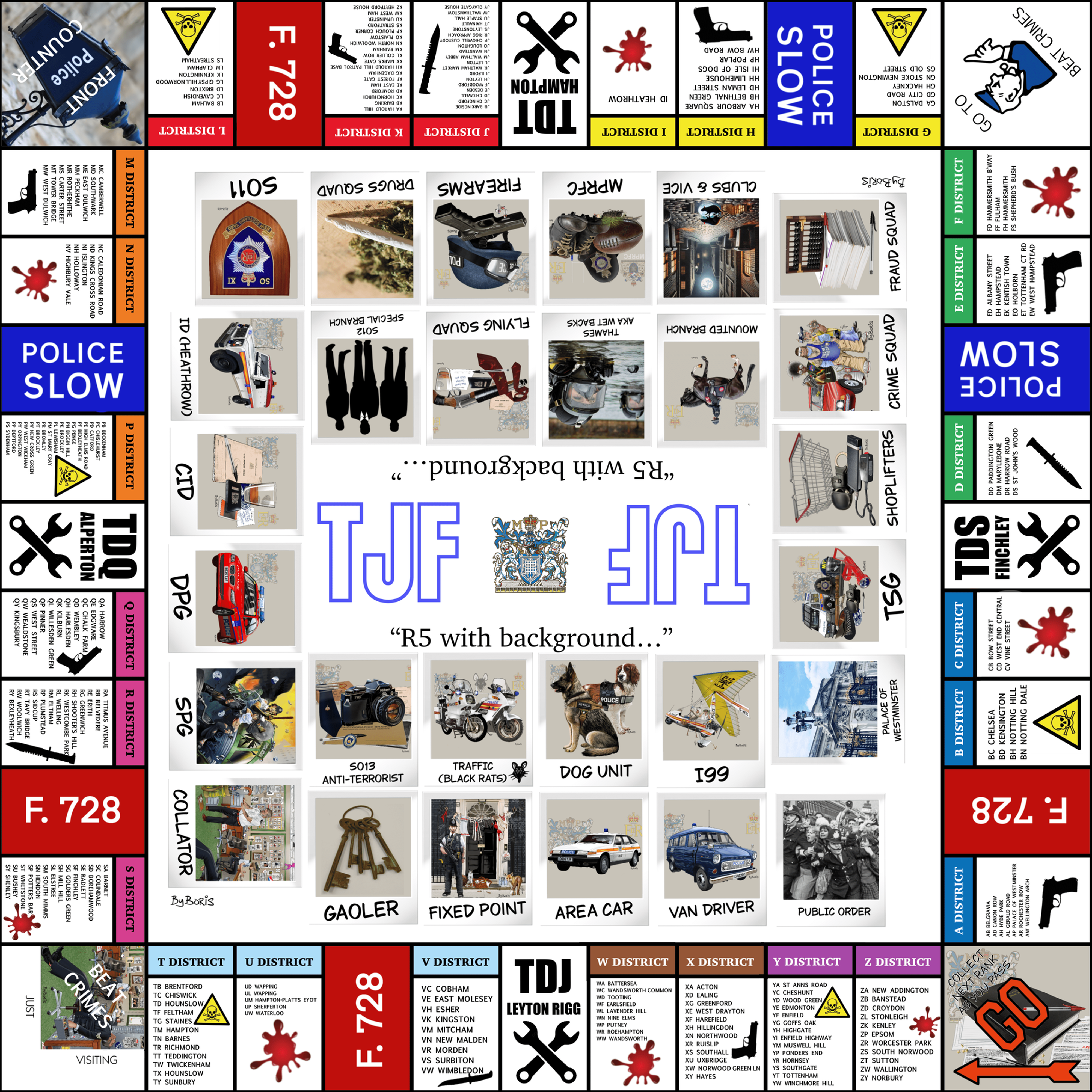 TJF Monopoly Board Framed