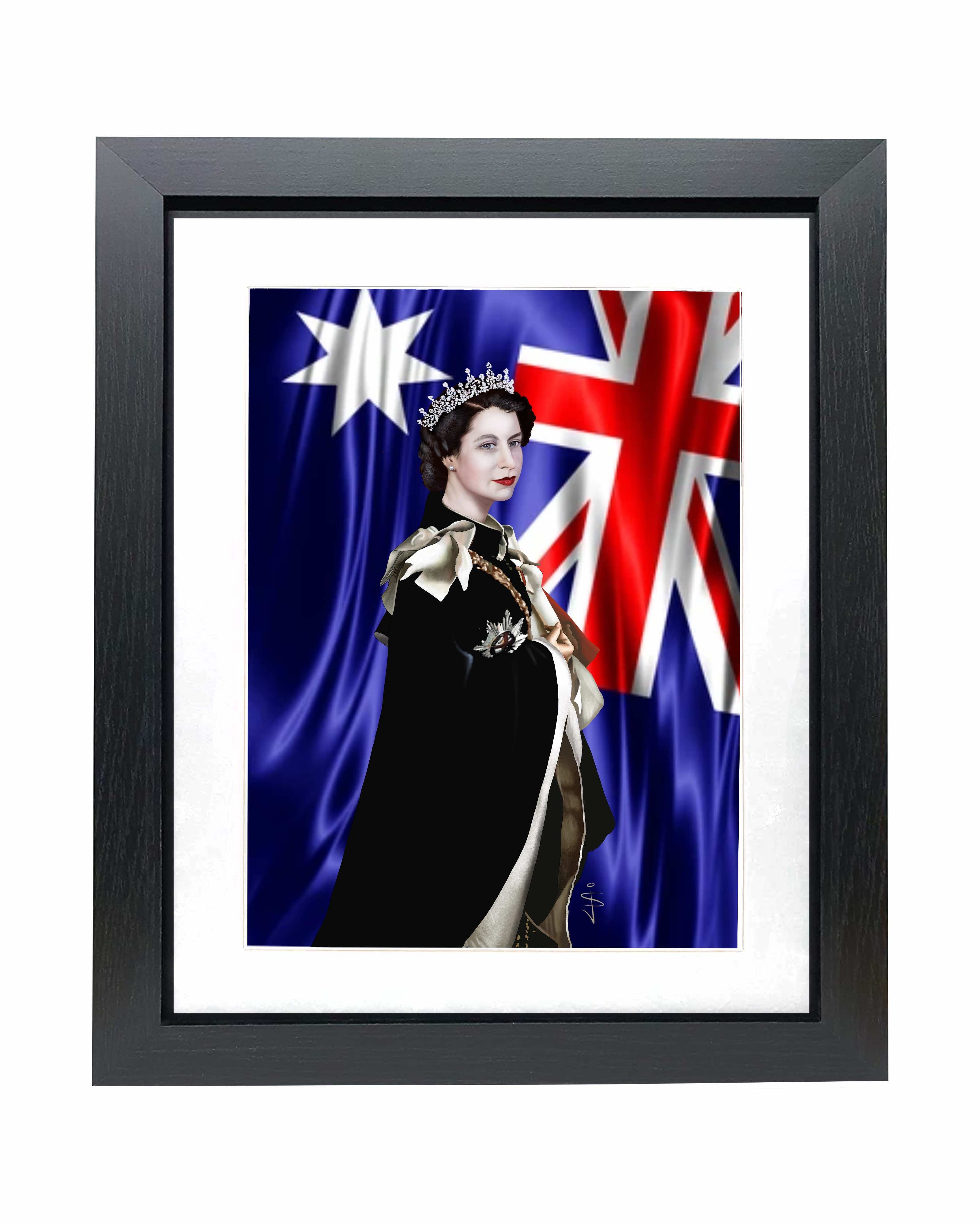 HRH Queen Elizabeth II Digital Portrait & Australian Flag