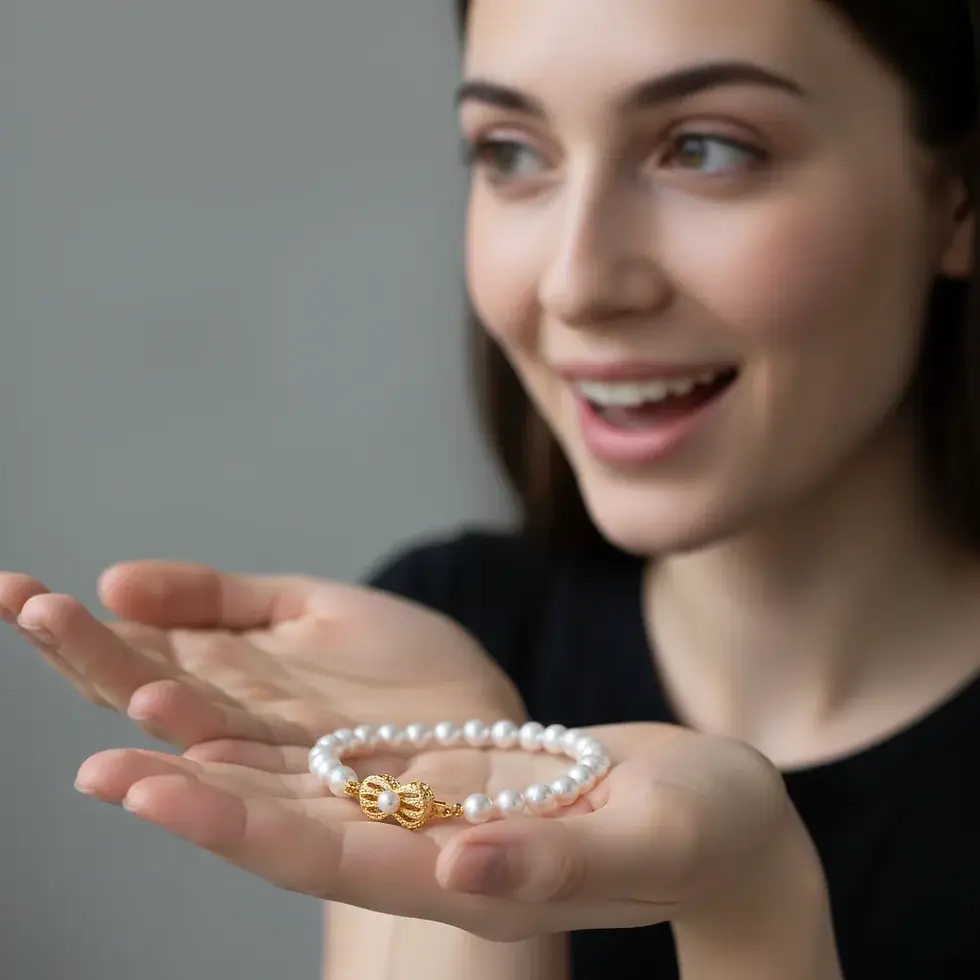 Thumbnail: Floral 6.0-6.5 mm Pearl Bracelet
