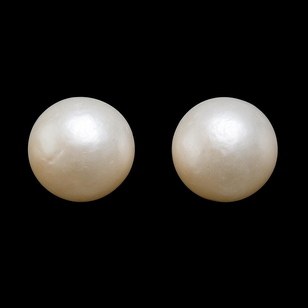 Thumbnail: Luna Button Natural Pearl Studs Silver color 