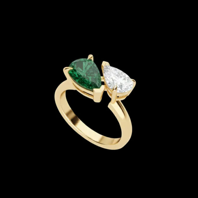 Silver Willow Leaf Lab-Grown Diamond Ring