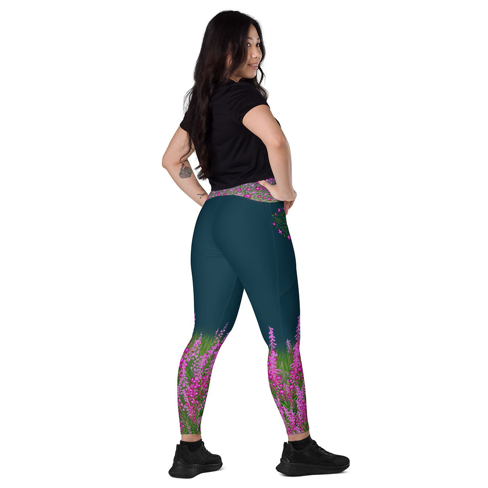 Thumbnail: “Fireweed Flare” Leggings with POCKETS! (Deep Blue)