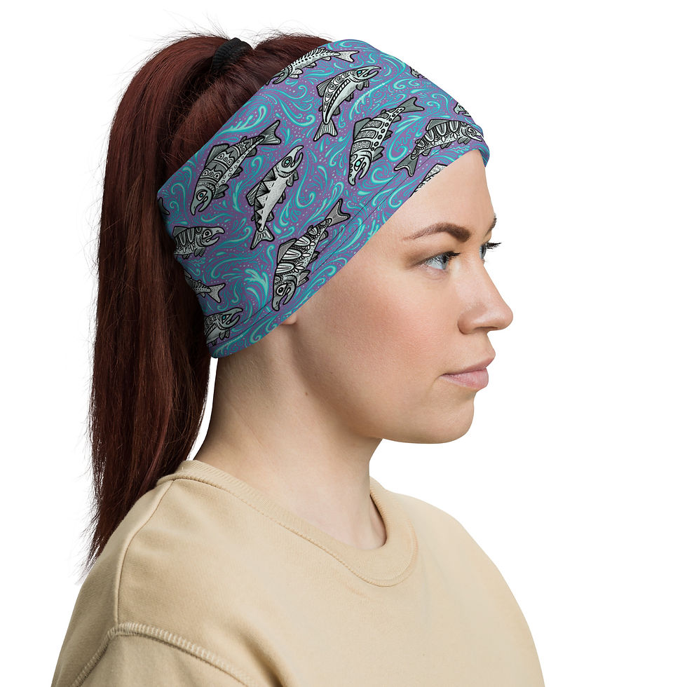 Thumbnail: “Glacier Salmon” Neck Gaiter LIGHT PURPLE