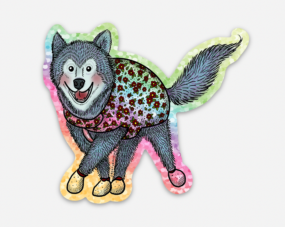"Happy Husky" ✨SPARKLE✨ Art Sticker