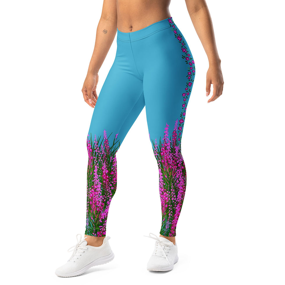 Thumbnail: "Fireweed Flare" Leggings (No Pockets) Summer Sky