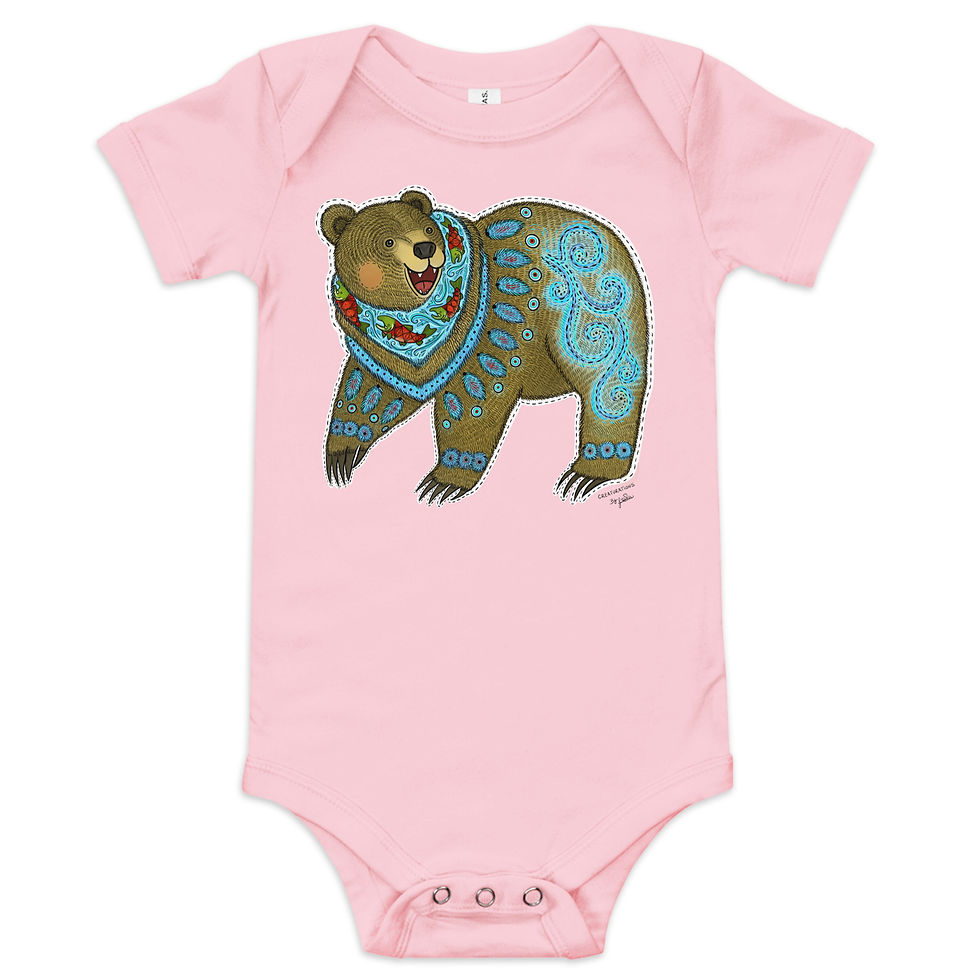 Thumbnail: "Happy Bear" Baby Short Sleeve One Piece
