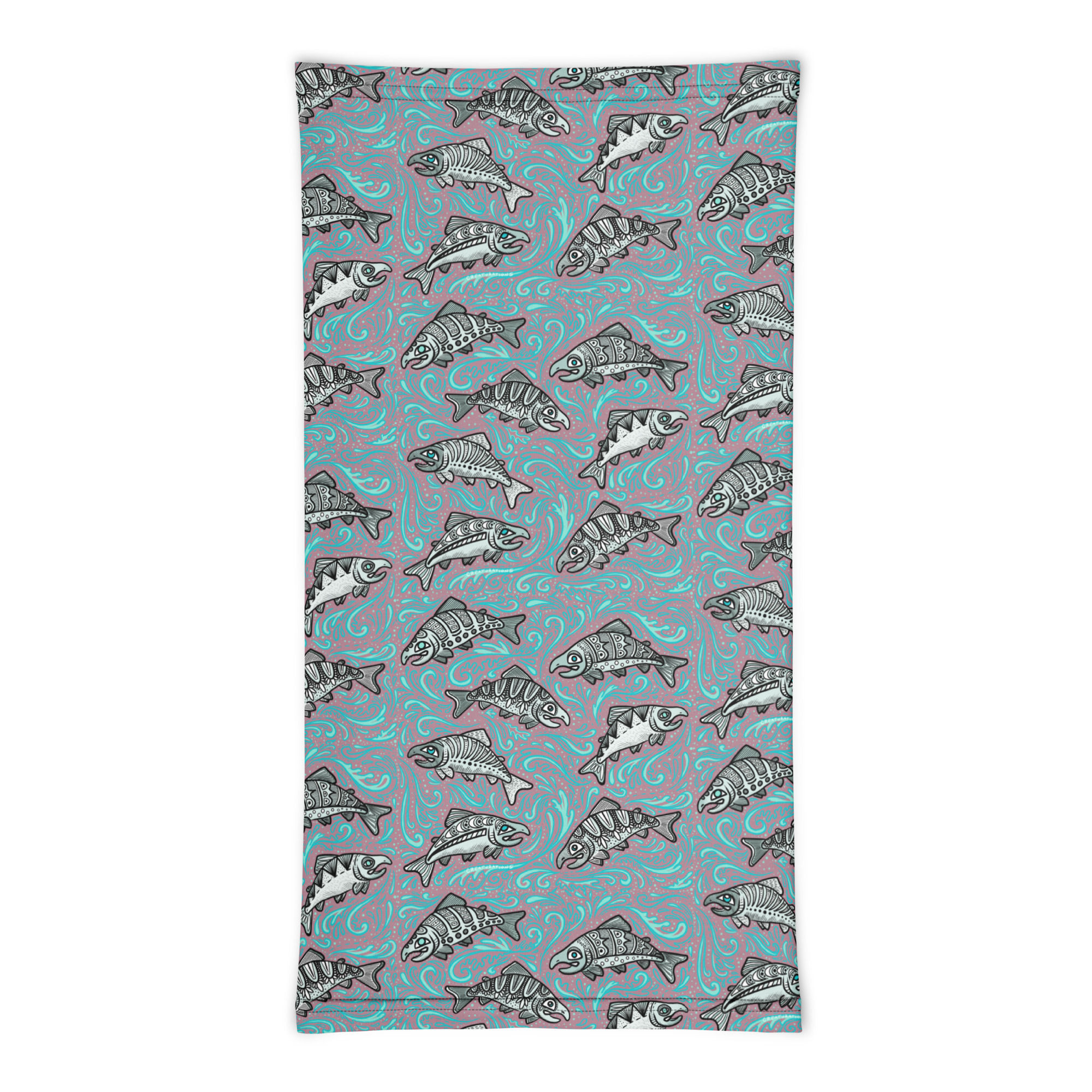 “Glacier Salmon” Neck Gaiter TAPESTRY