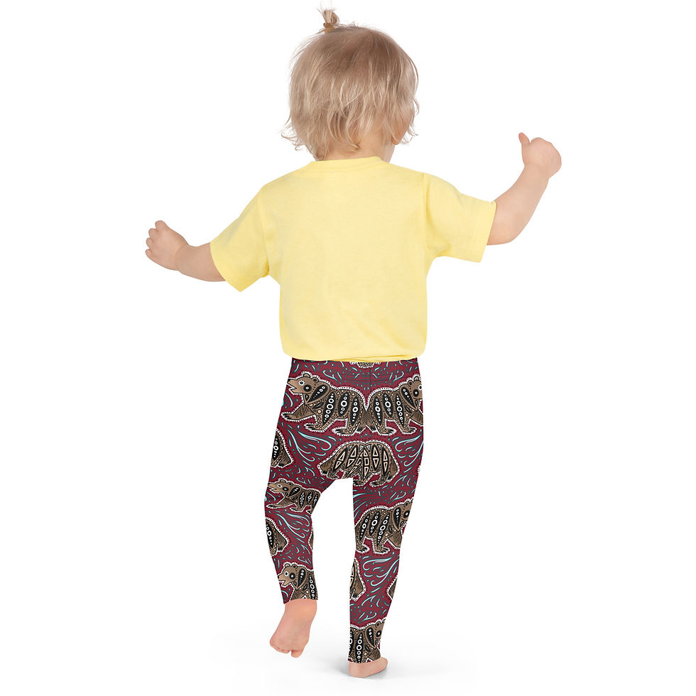 Thumbnail: "Glacier Bears" Kids Leggings DEEP RED