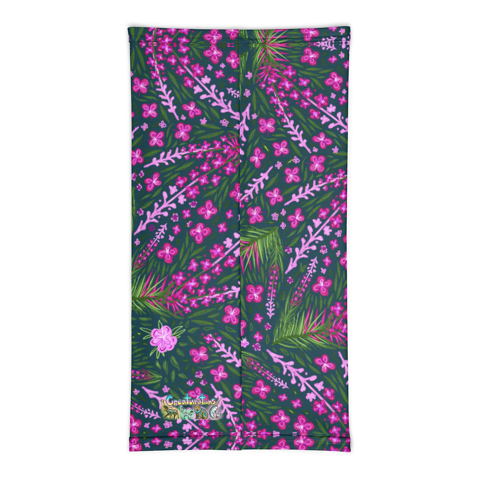 Thumbnail: "Fun Fireweed" Neck Gaiter DEEP BLUE