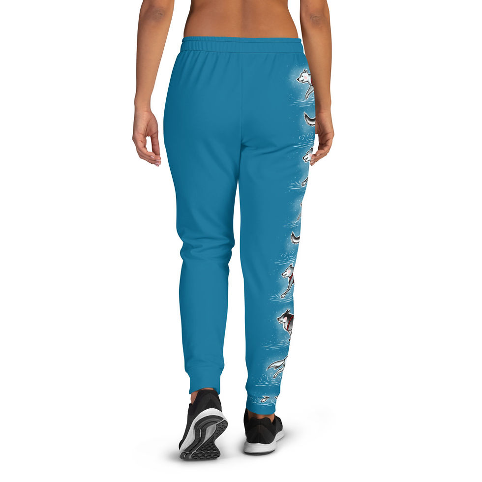 Thumbnail: “Alaska Harness Husky” Women's JOGGERS with POCKETS (Bright Blue)