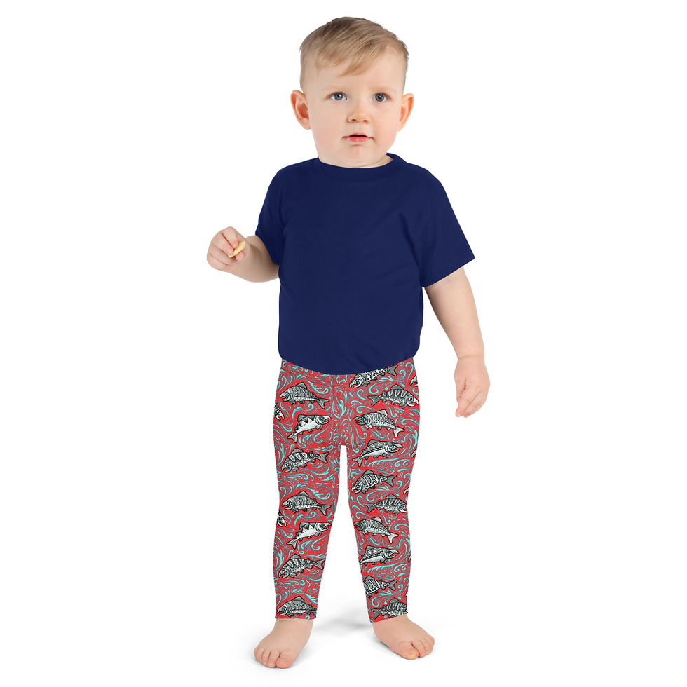 Thumbnail: "Glacier Salmon" Kids Leggings BRIGHT RED