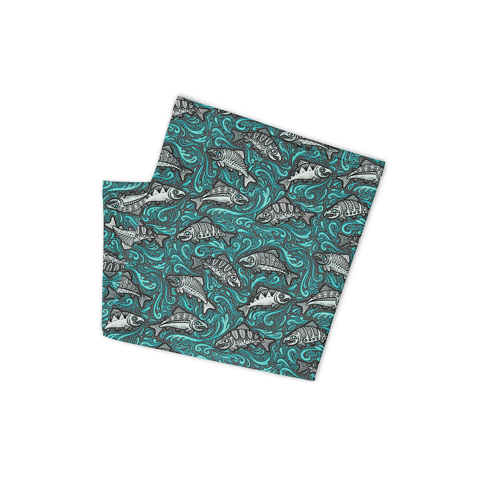 Thumbnail: “Glacier Salmon” Neck Gaiter DARK GREY