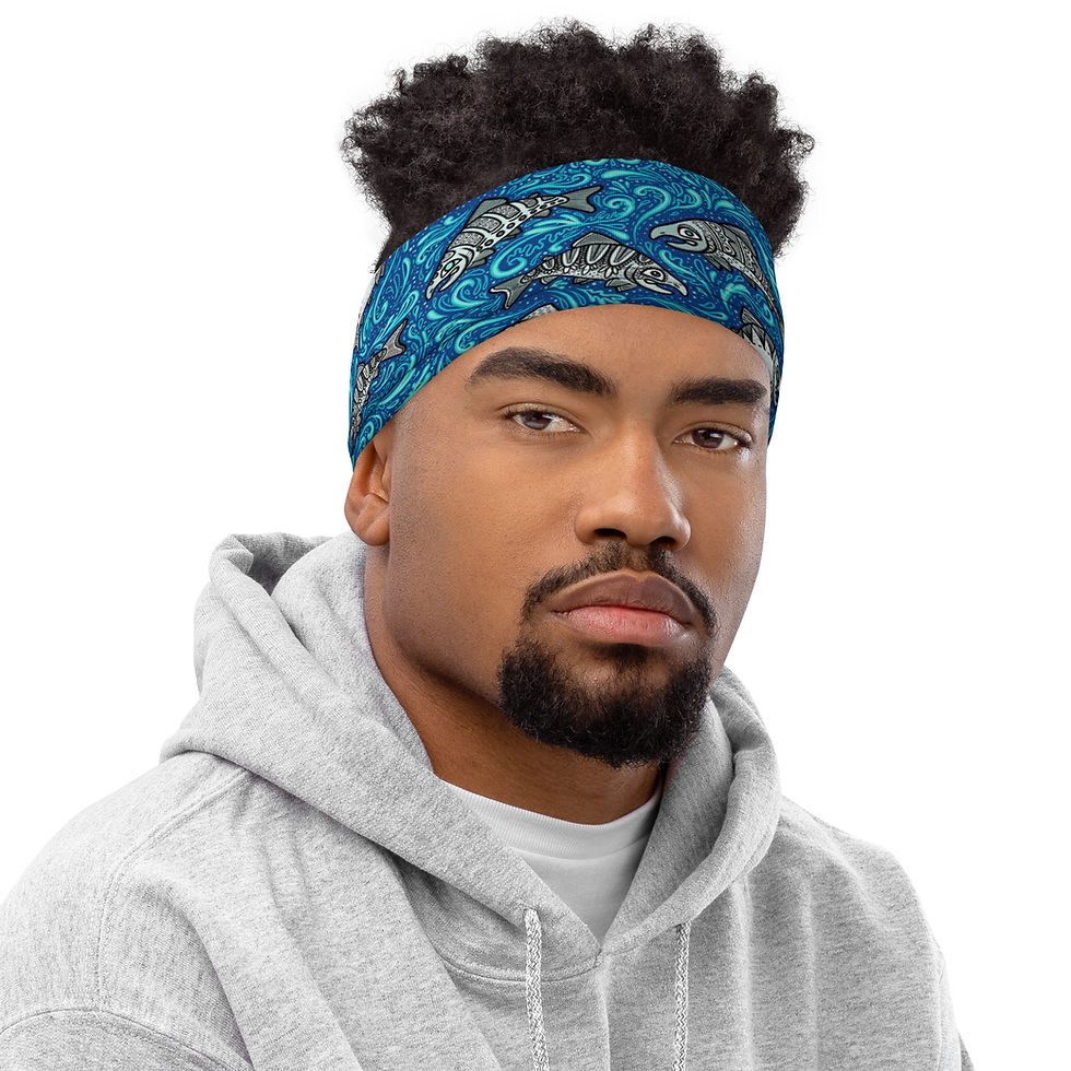 Thumbnail: “Glacier Salmon” Neck Gaiter ROYAL BLUE