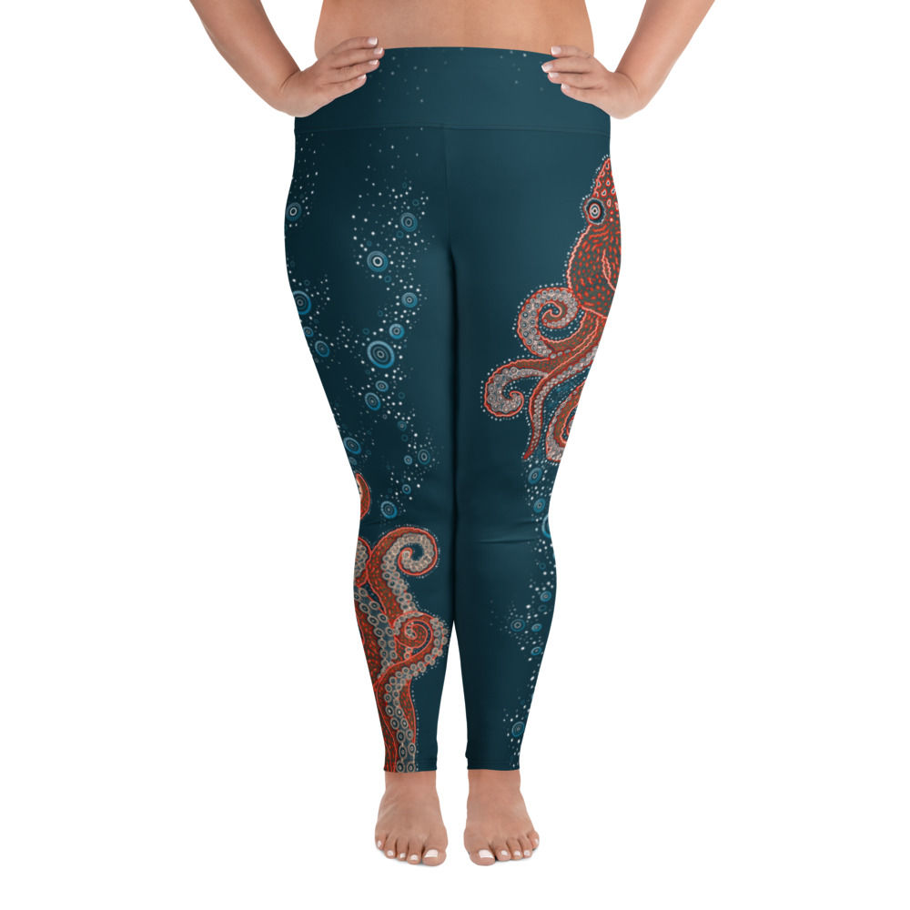 “Pacific 'Pus” Plus Size Leggings BLUE WHALE
