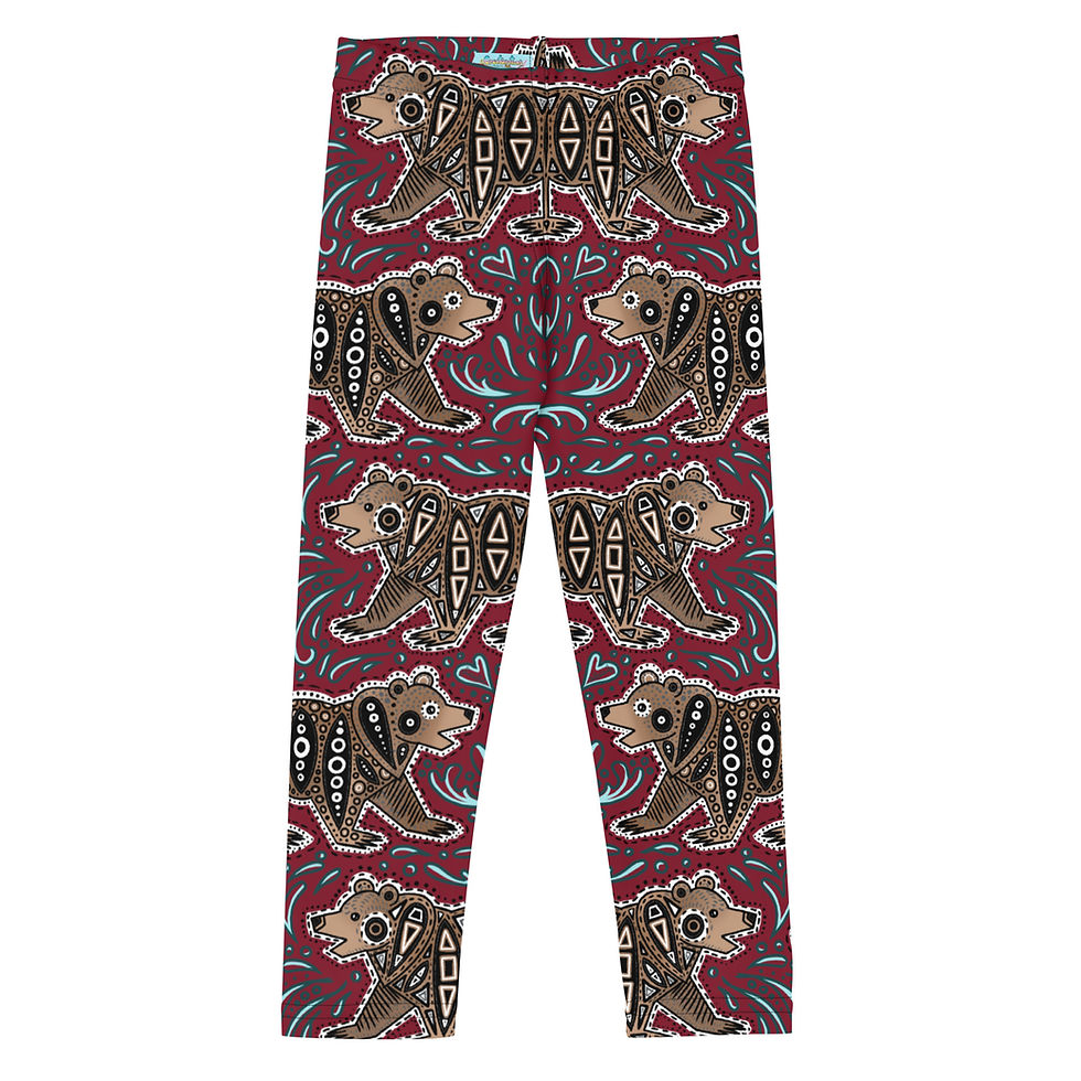 Thumbnail: "Glacier Bears" Kids Leggings DEEP RED