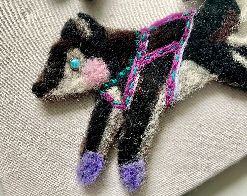 Thumbnail: Felted Harness Huskies Shadow Box