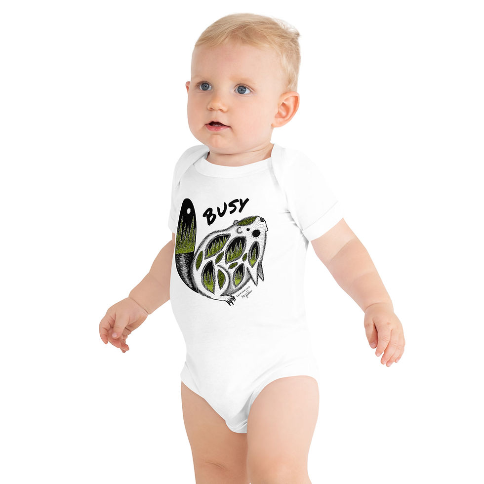 Thumbnail: "Busy Beaver"Baby Short Sleeve One Piece
