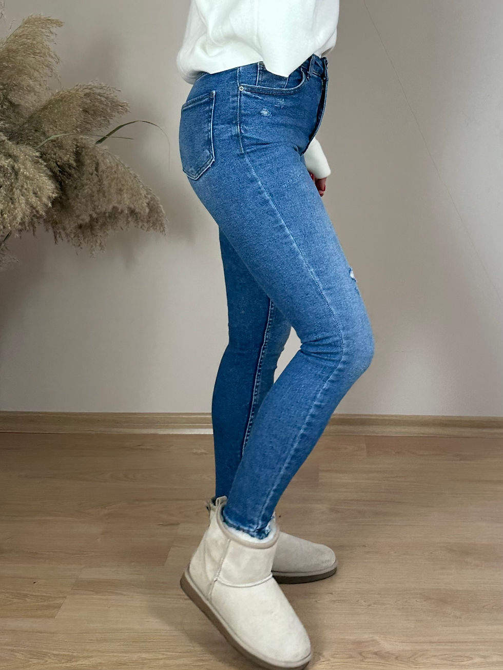 Küçük resim: Lacivert Yüksek Bel Küçük Lazerli Skinny Jean