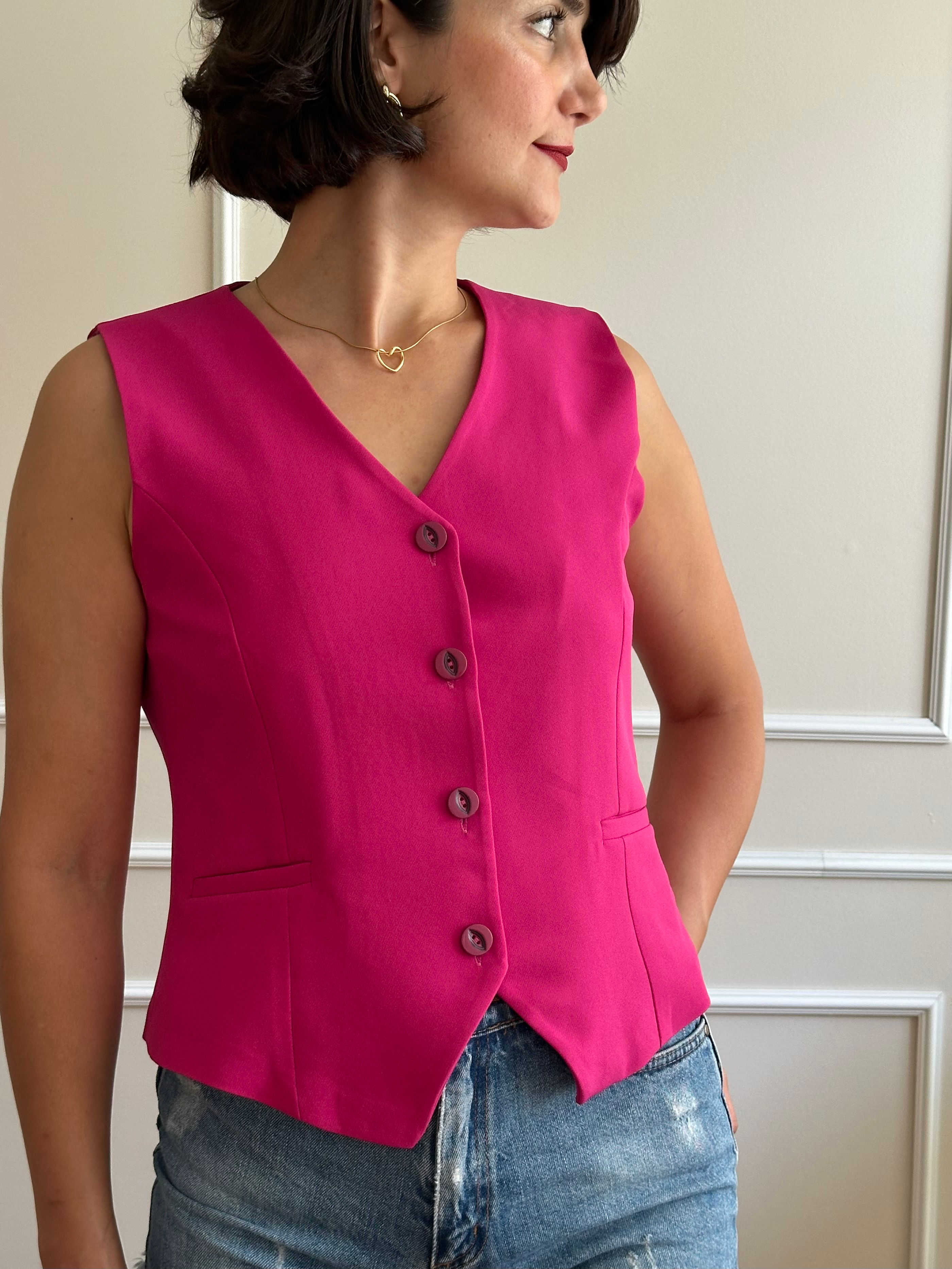 Fuşya Kısa Yelek