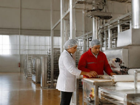 Una supervisora y un operario revisan la producción en una planta industrial de Lima