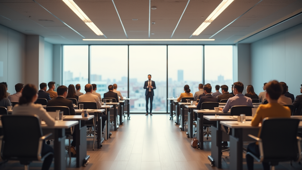 Vista panorámica de una sala de capacitación para empresarios