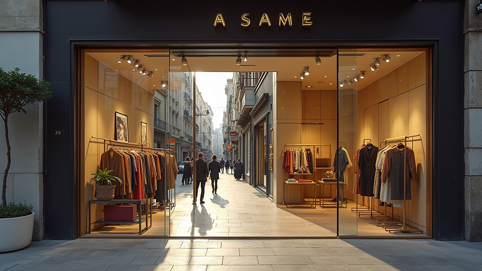 Vista a nivel de calle de una tienda de moda sostenible en Cali