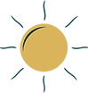 Yellow sun illustration with dark wavy rays