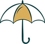 Yellow and green umbrella icon representing supported coaching