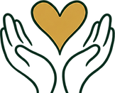 Gold heart held between two cupped hands