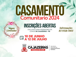 Cajazeiras anuncia Casamento Comunitário 2024: A oportunidade dos sonhos para oficializar sua união!