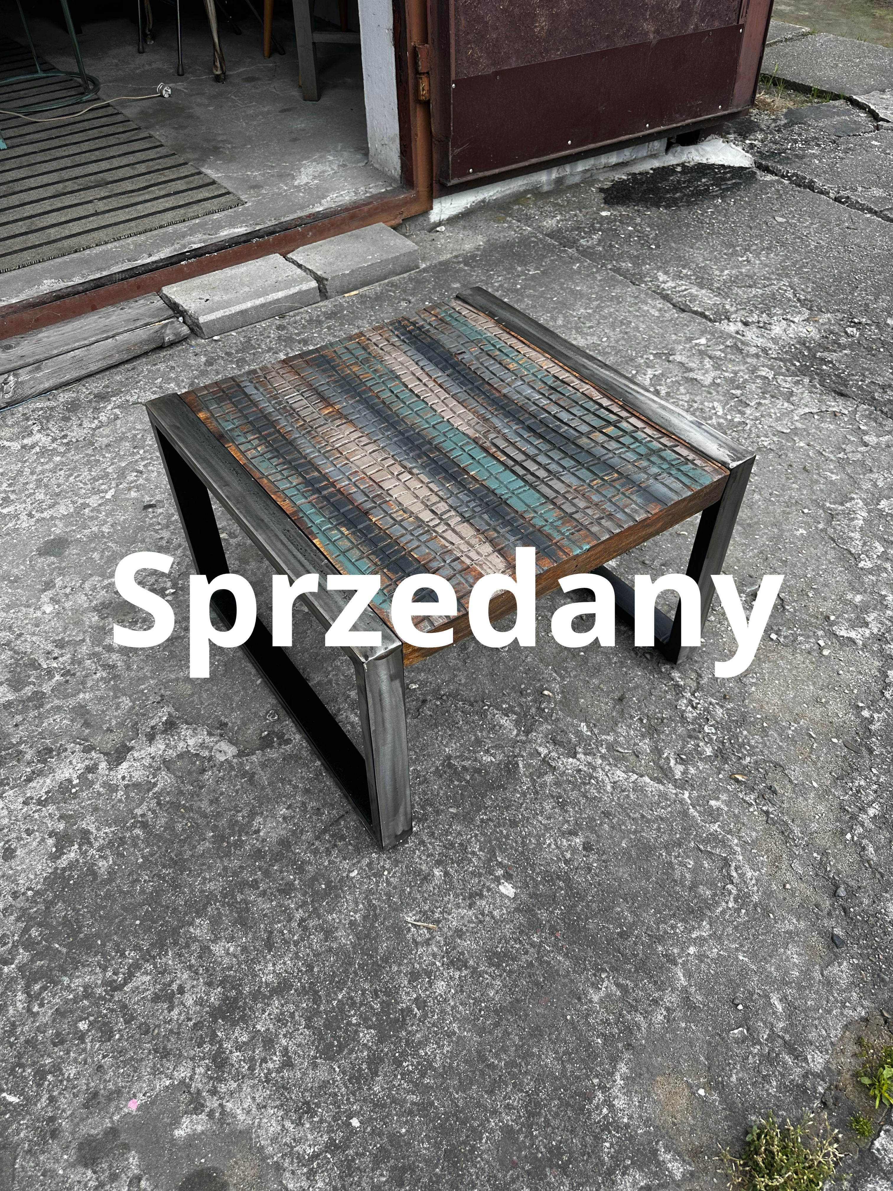 Ława drewno i metal