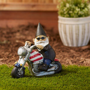 Thumbnail: SOLAR BIKER GNOME FIGURINE