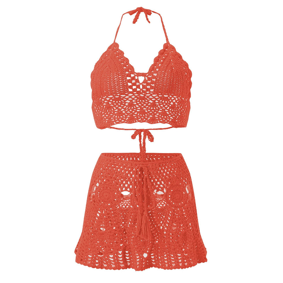Thumbnail: Boho Sexy Bikinis Sets Women's Crocheted Hollowed Out Two Piece Summer Bikini Be
