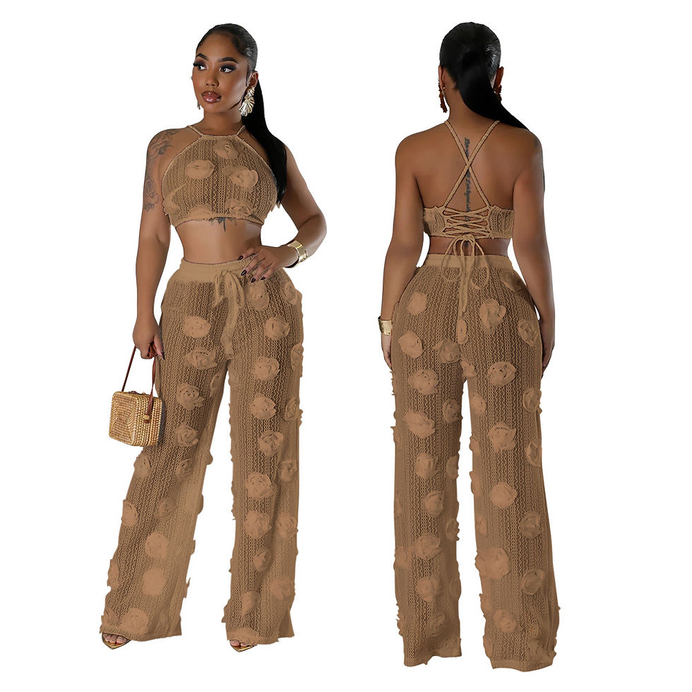 Thumbnail: Sexy Crop Mesh Tops Two Piece Pant Set Outfits Matching Sets 2025 Women Y2K Stre