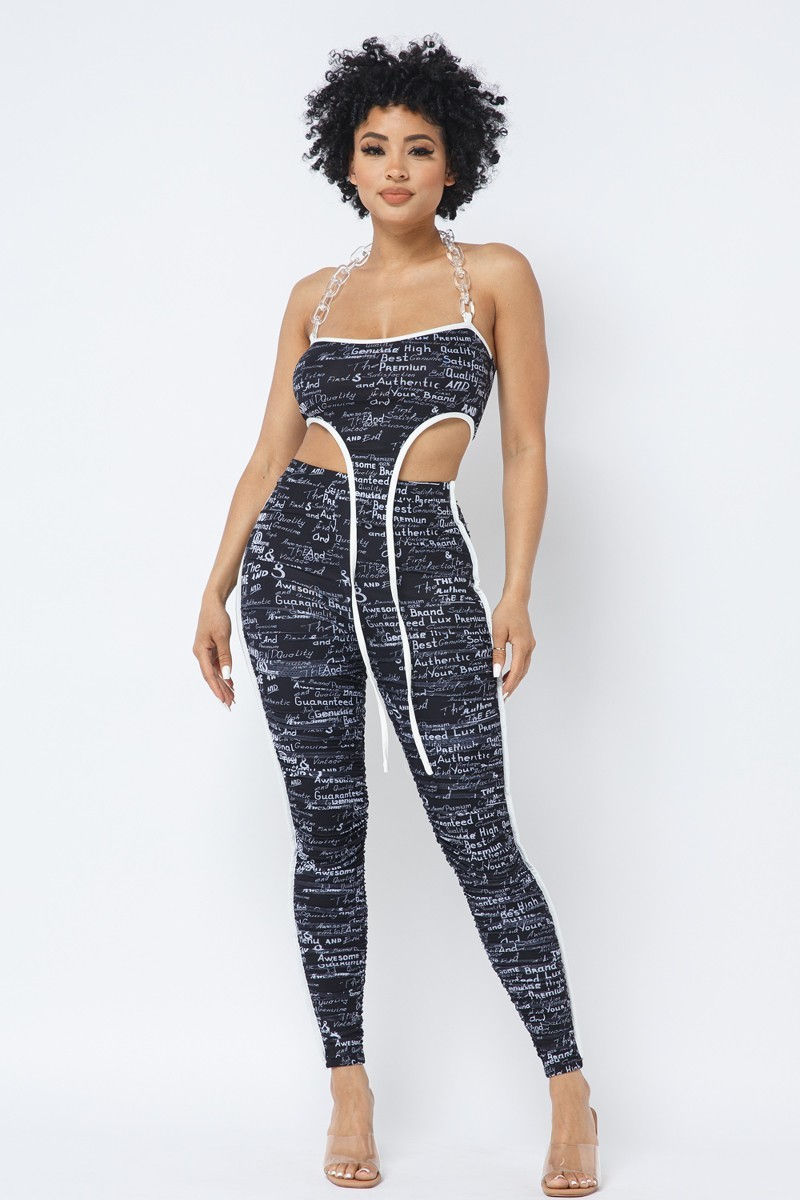 Mesh Crop Top With Matching Leggings