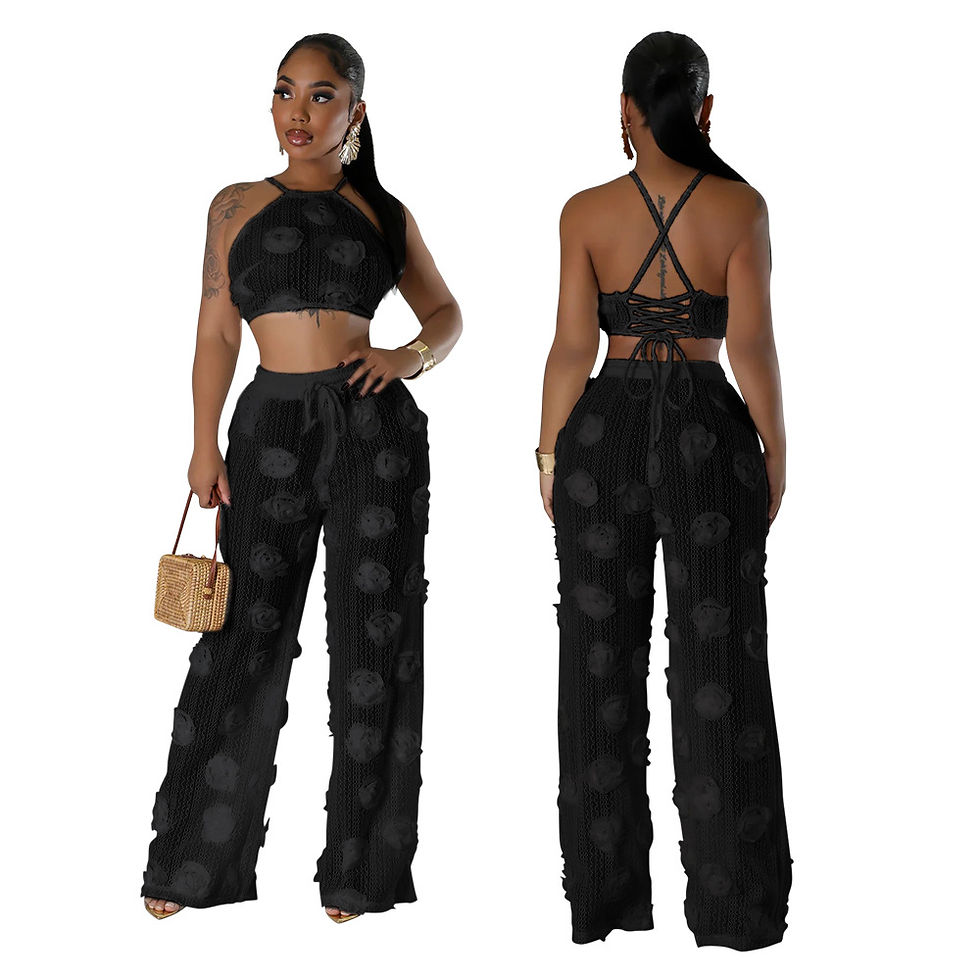 Thumbnail: Sexy Crop Mesh Tops Two Piece Pant Set Outfits Matching Sets 2025 Women Y2K Stre