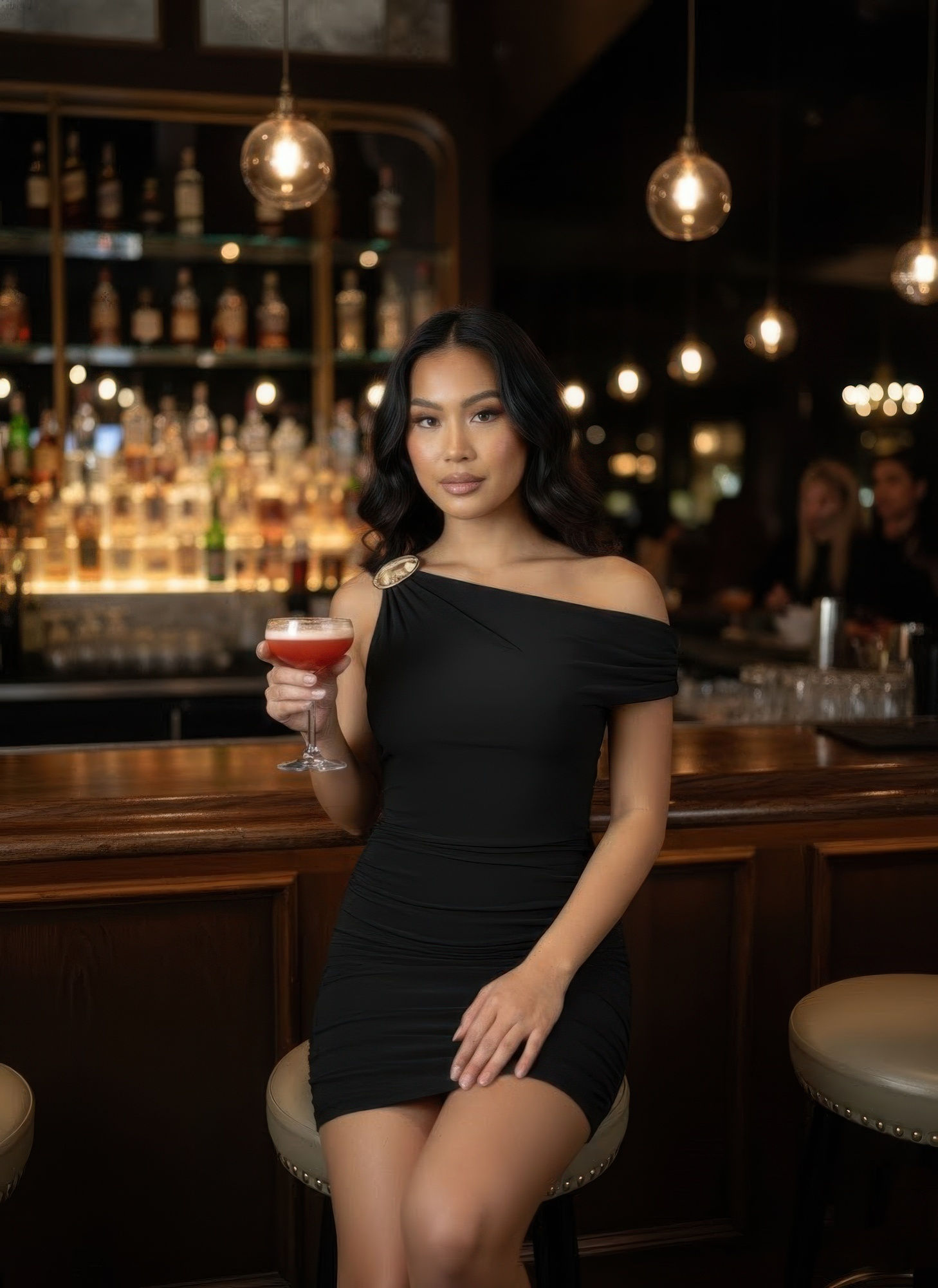 The Right Shoulder Is Gathered Mini Dress