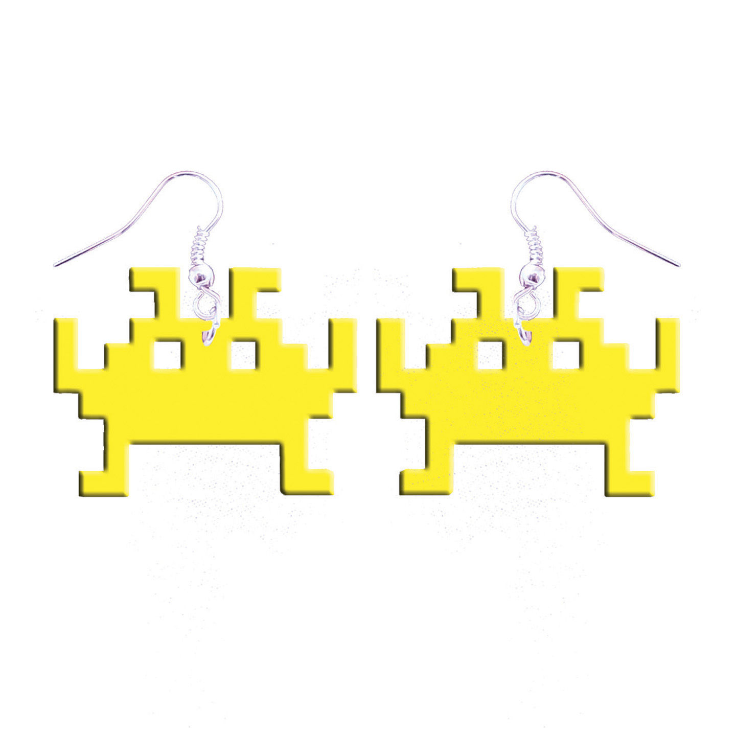 Yellow Space Invaders Earrings