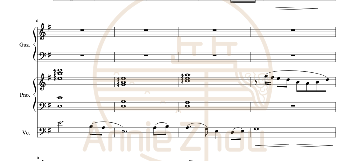 "Maybe Wondering" Guzheng, Piano, Cello Sheet Music